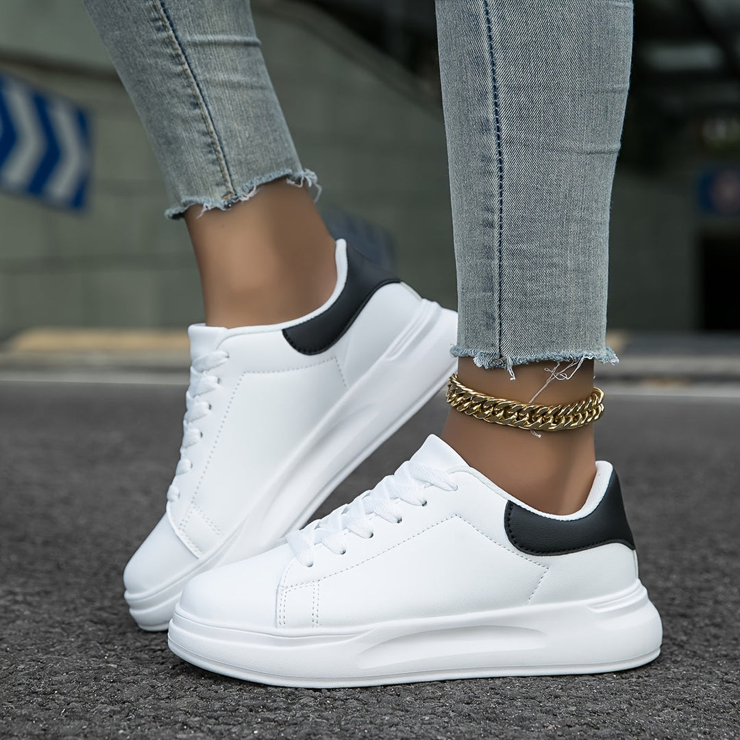 Techno - Bianche Sneaker in Pelle Donna Look Pulito