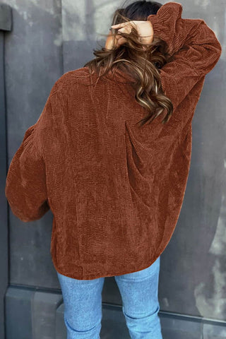 Mai - Blusa in velluto a coste con maniche a sbuffo moda donna