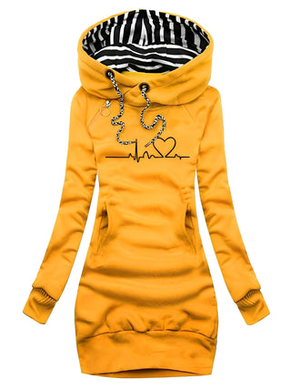Roxanne - Abito in maglia casual stampato con cappuccio per donne