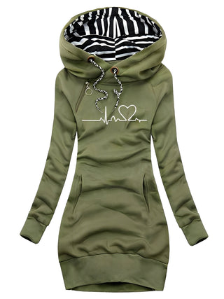 Roxanne - Abito in maglia casual stampato con cappuccio per donne