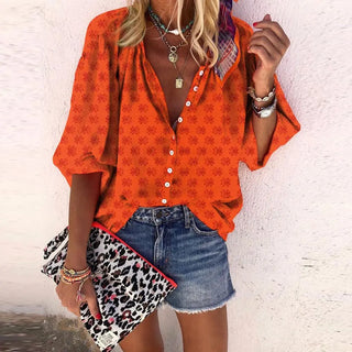 Isabella - Top Fiorito con Bottoni Vintage