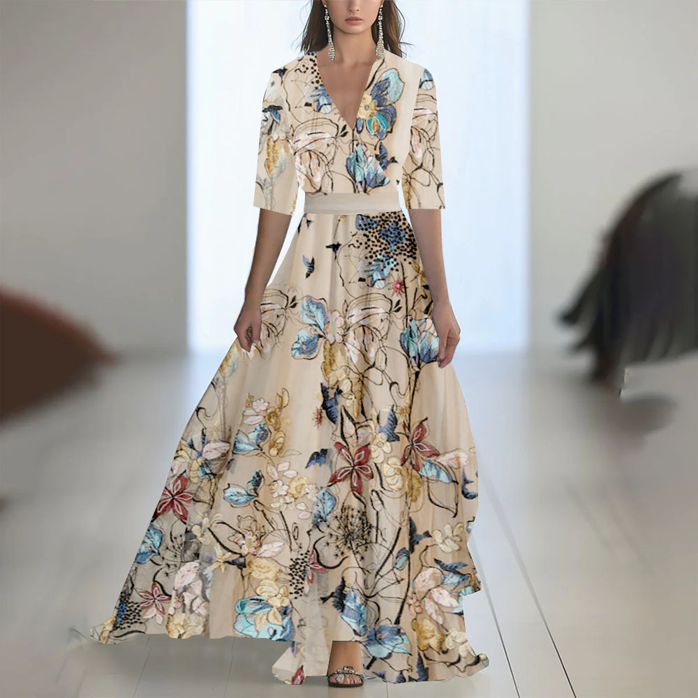 Cherise - Abito lungo alla moda con stampa floreale