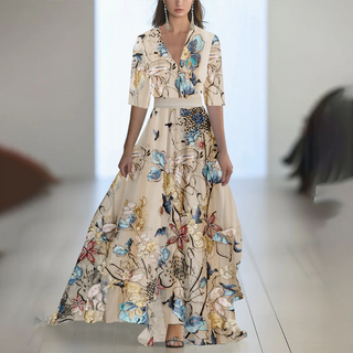 Cherise - Abito lungo alla moda con stampa floreale