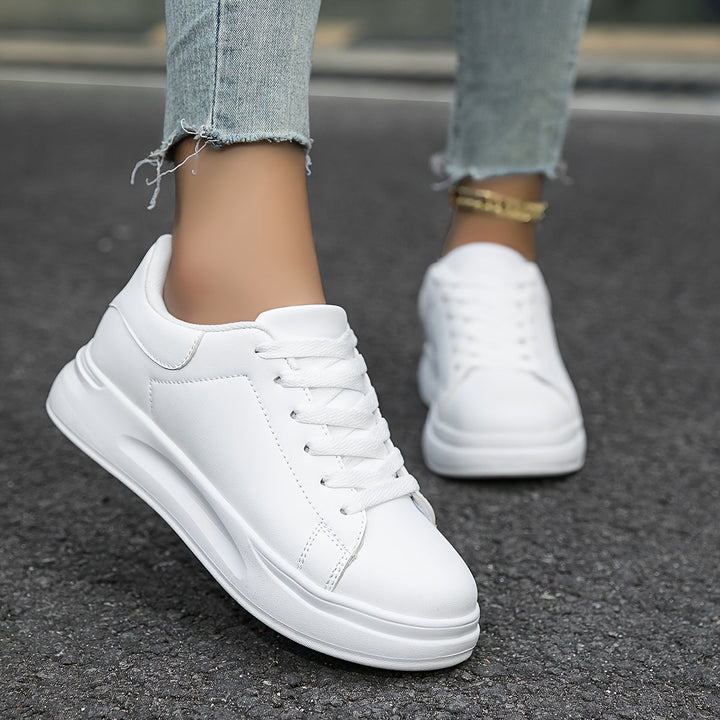 Techno - Bianche Sneaker in Pelle Donna Look Pulito