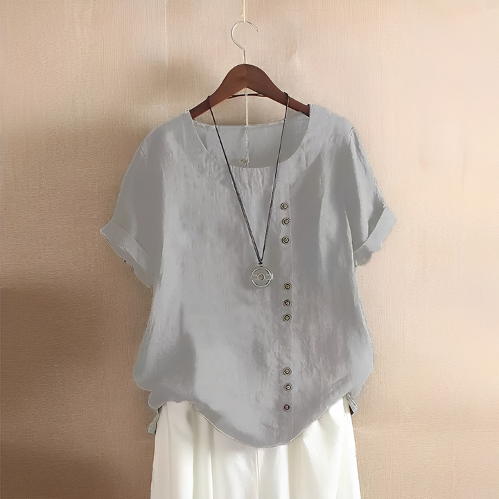 Corrine - Classica blusa in lino a vestibilità ampia per donne