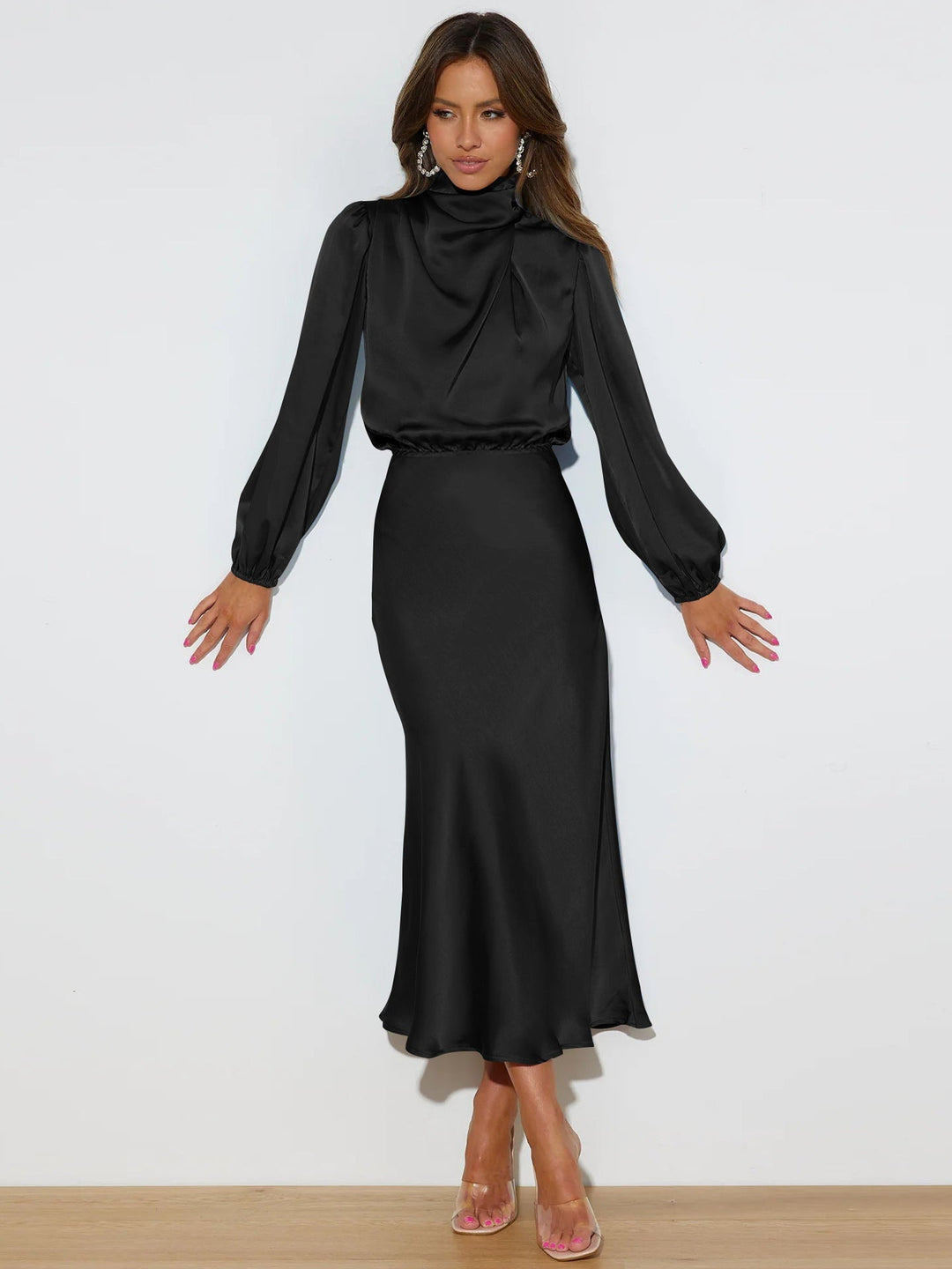 Danica - Abito formale a maniche lunghe con collo all&