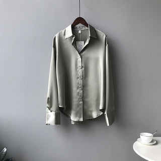 Briana - Elegante blusa in satin e seta con bottoni per donne