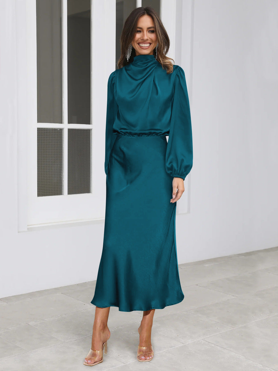 Danica - Abito formale a maniche lunghe con collo all&