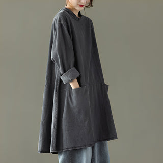Valerie - Abito maxi casual in denim con tasche per donne