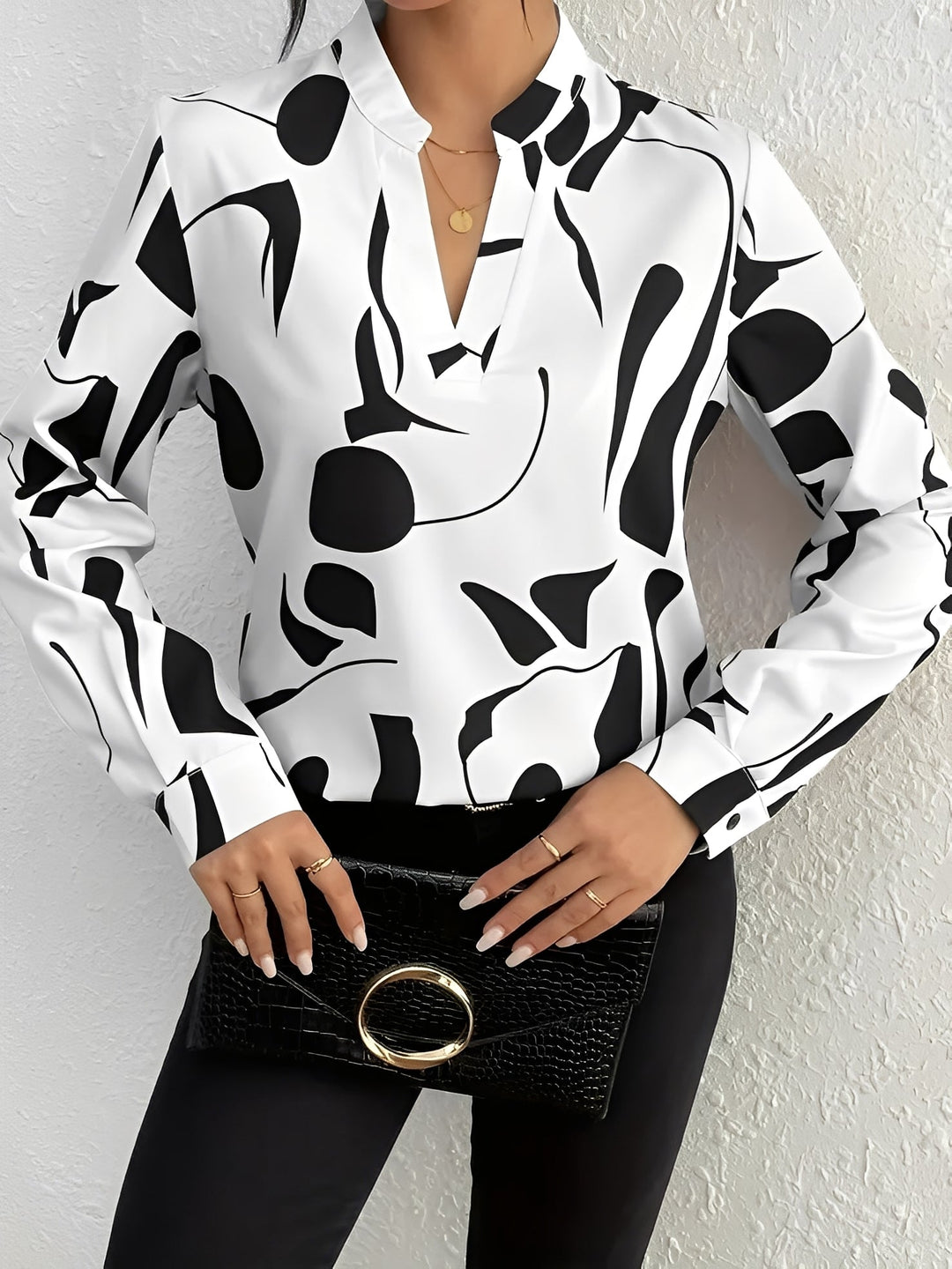 Melville - Elegante camicetta a maniche lunghe con stampa per donne