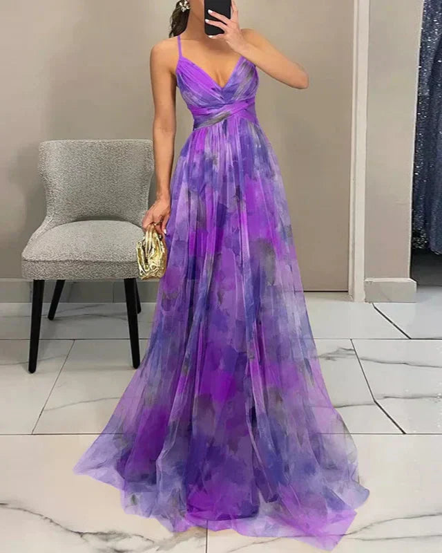 Gwendolyn - Elegante Abito Lungo con Stampa Floreale Donna