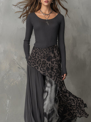 Carmen | Abito maxi boho con stampa leopardata