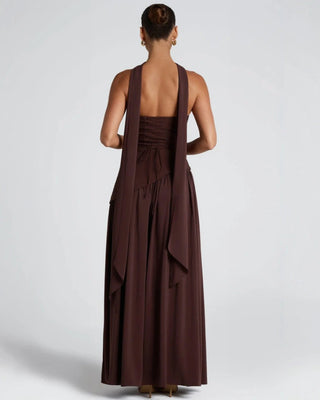 Elara™ | Abito Maxi Scultoreo con Scollo Halter e Spacco Profondo