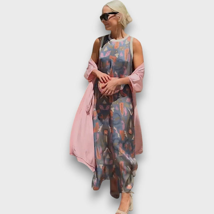Elveria | Abito maxi con cardigan