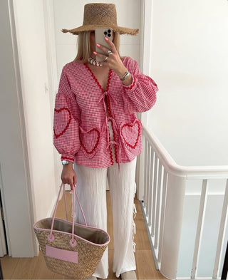 Claudia – Blusa Gingham con Fiocco